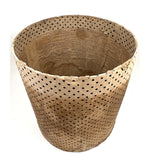 Early (1817-18!) New England Polka Dotted Wallpaper Band Box with Newspaper Lining and Hand-stitched Mending