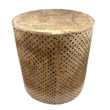 Early (1817-18!) New England Polka Dotted Wallpaper Band Box with Newspaper Lining and Hand-stitched Mending