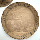 Early (1817-18!) New England Polka Dotted Wallpaper Band Box with Newspaper Lining and Hand-stitched Mending