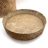 Early (1817-18!) New England Polka Dotted Wallpaper Band Box with Newspaper Lining and Hand-stitched Mending