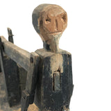 Primitive Antique Jig Doll on Platform with Hand Crank