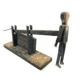 Primitive Antique Jig Doll on Platform with Hand Crank