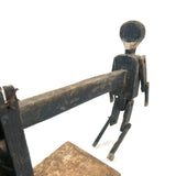 Primitive Antique Jig Doll on Platform with Hand Crank