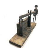 Primitive Antique Jig Doll on Platform with Hand Crank