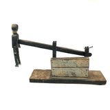 Primitive Antique Jig Doll on Platform with Hand Crank
