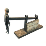 Primitive Antique Jig Doll on Platform with Hand Crank