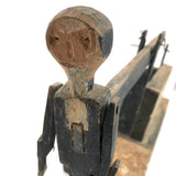 Primitive Antique Jig Doll on Platform with Hand Crank
