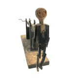 Primitive Antique Jig Doll on Platform with Hand Crank