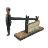 Primitive Antique Jig Doll on Platform with Hand Crank
