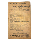 C. 1920 J.M.T Davis, Deaf Mute, Single and Double Hand Sign Language Alphabets Card