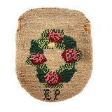 Very Sweet 19th Century Glass Beaded Folk Art Pouch Monogrammed EP