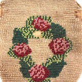 Very Sweet 19th Century Glass Beaded Folk Art Pouch Monogrammed EP