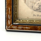 Die Beschützerin (The Protector), Victorian Graphite Drawing of Girl with Her Pets in Period Frame