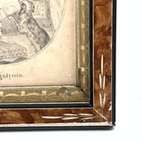 Die Beschützerin (The Protector), Victorian Graphite Drawing of Girl with Her Pets in Period Frame