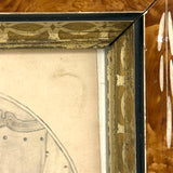 Die Beschützerin (The Protector), Victorian Graphite Drawing of Girl with Her Pets in Period Frame