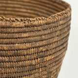 African Pokot Coiled Grain Basket with Leather Strap and Ultra Rich Patina
