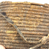African Pokot Coiled Grain Basket with Leather Strap and Ultra Rich Patina