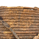 African Pokot Coiled Grain Basket with Leather Strap and Ultra Rich Patina