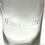 Chocolate, c. 1910s Etched Glass Soda Fountain Syrup Bottle