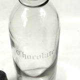 Chocolate, c. 1910s Etched Glass Soda Fountain Syrup Bottle