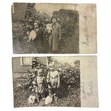 Wonderful Pair of 1920s RPPCS of Same Children, Different Ages, with Mysterious Puff Balls