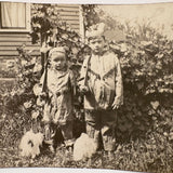 Wonderful Pair of 1920s RPPCS of Same Children, Different Ages, with Mysterious Puff Balls