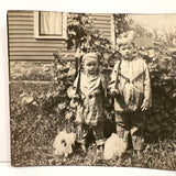 Wonderful Pair of 1920s RPPCS of Same Children, Different Ages, with Mysterious Puff Balls