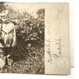 Wonderful Pair of 1920s RPPCS of Same Children, Different Ages, with Mysterious Puff Balls