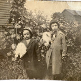 Wonderful Pair of 1920s RPPCS of Same Children, Different Ages, with Mysterious Puff Balls