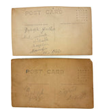 Wonderful Pair of 1920s RPPCS of Same Children, Different Ages, with Mysterious Puff Balls