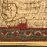 Victorian (1880s) Needlepoint Cat Over Wood Panel with Dated Newspaper on Reverse (Framed as Found, No Glass)i