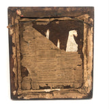 Victorian (1880s) Needlepoint Cat Over Wood Panel with Dated Newspaper on Reverse (Framed as Found, No Glass)i