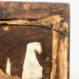 Victorian (1880s) Needlepoint Cat Over Wood Panel with Dated Newspaper on Reverse (Framed as Found, No Glass)i