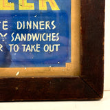 BEER and More at The Stable, Great Old Hand-painted Sign on Cardboard in Antique Frame