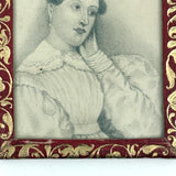 Finely Drawn Double Sided Earlyish 19th Century Graphite Portrait Miniature Under Glass with Paper Wrap