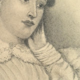 Finely Drawn Double Sided Earlyish 19th Century Graphite Portrait Miniature Under Glass with Paper Wrap