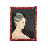 Finely Drawn Double Sided Earlyish 19th Century Graphite Portrait Miniature Under Glass with Paper Wrap