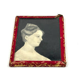 Finely Drawn Double Sided Earlyish 19th Century Graphite Portrait Miniature Under Glass with Paper Wrap