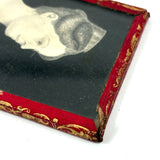 Finely Drawn Double Sided Earlyish 19th Century Graphite Portrait Miniature Under Glass with Paper Wrap
