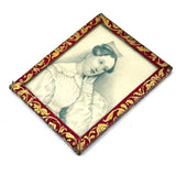 Finely Drawn Double Sided Earlyish 19th Century Graphite Portrait Miniature Under Glass with Paper Wrap