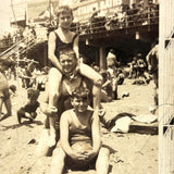 Al, Al, and Joe at Coney Island Beach, Much Handled c. 1930s Snapshot