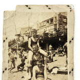 Al, Al, and Joe at Coney Island Beach, Much Handled c. 1930s Snapshot