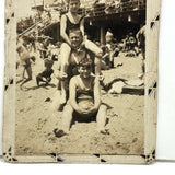 Al, Al, and Joe at Coney Island Beach, Much Handled c. 1930s Snapshot