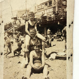 Al, Al, and Joe at Coney Island Beach, Much Handled c. 1930s Snapshot