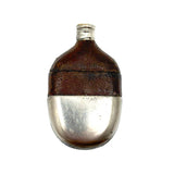 Clever Little Late Victorian Flask Shaped Leather and SIlver Plate Vesta