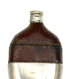 Clever Little Late Victorian Flask Shaped Leather and SIlver Plate Vesta
