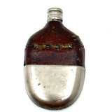 Clever Little Late Victorian Flask Shaped Leather and SIlver Plate Vesta