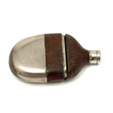 Clever Little Late Victorian Flask Shaped Leather and SIlver Plate Vesta
