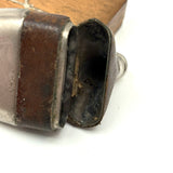 Clever Little Late Victorian Flask Shaped Leather and SIlver Plate Vesta