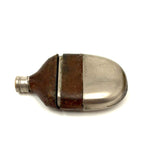 Clever Little Late Victorian Flask Shaped Leather and SIlver Plate Vesta